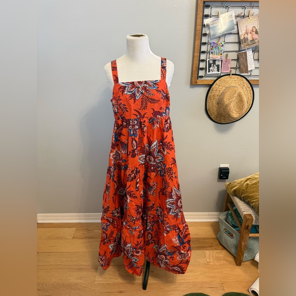 RHODE Orange Floral Maxi Dress